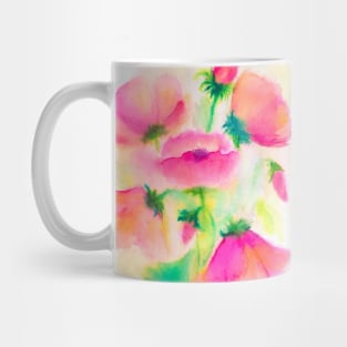 Pink poppies watercolor painting Mug